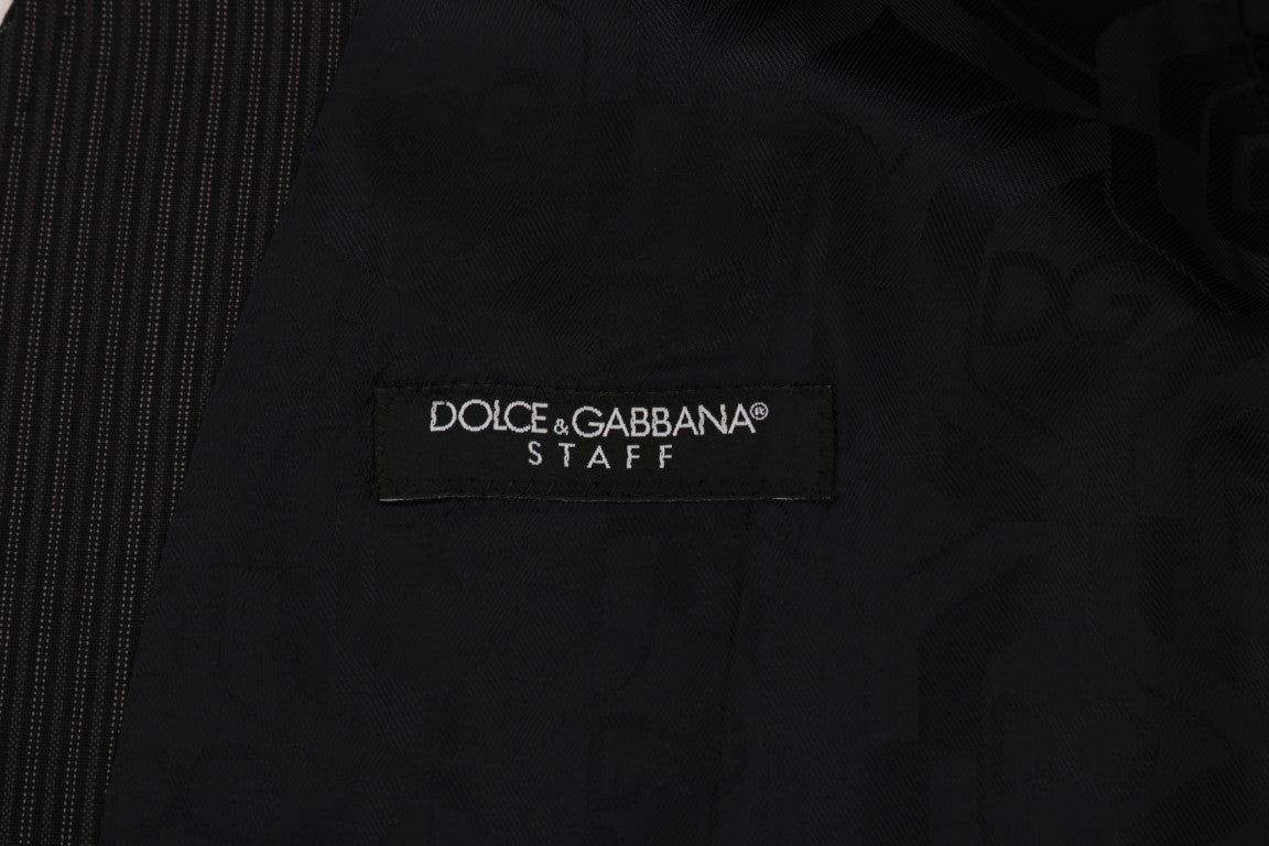 Dolce & Gabbana Elegante Weste aus grau gestreifter Wollmischung