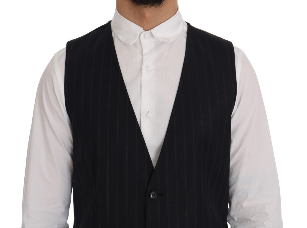 Dolce & Gabbana Elegante Weste aus gestreifter Wollmischung