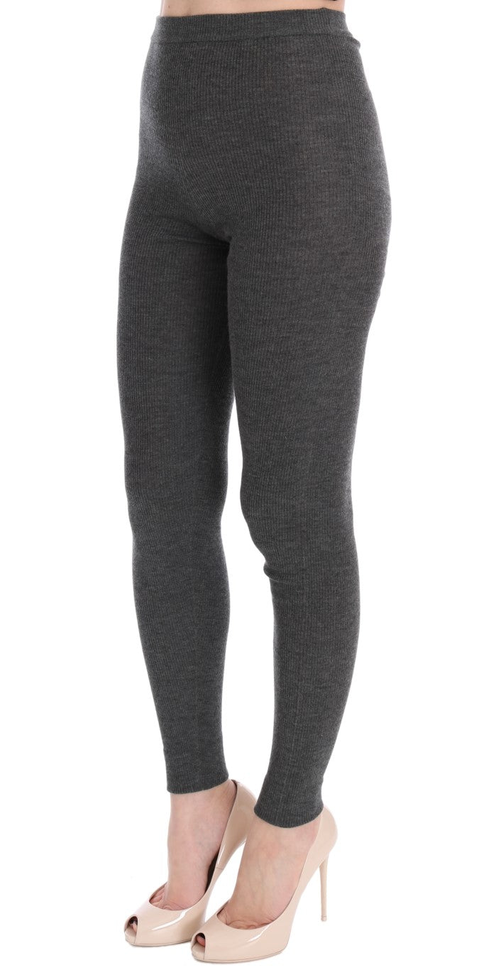 Dolce & Gabbana Schicke graue Strumpfhose aus Kaschmir mit hoher Taille