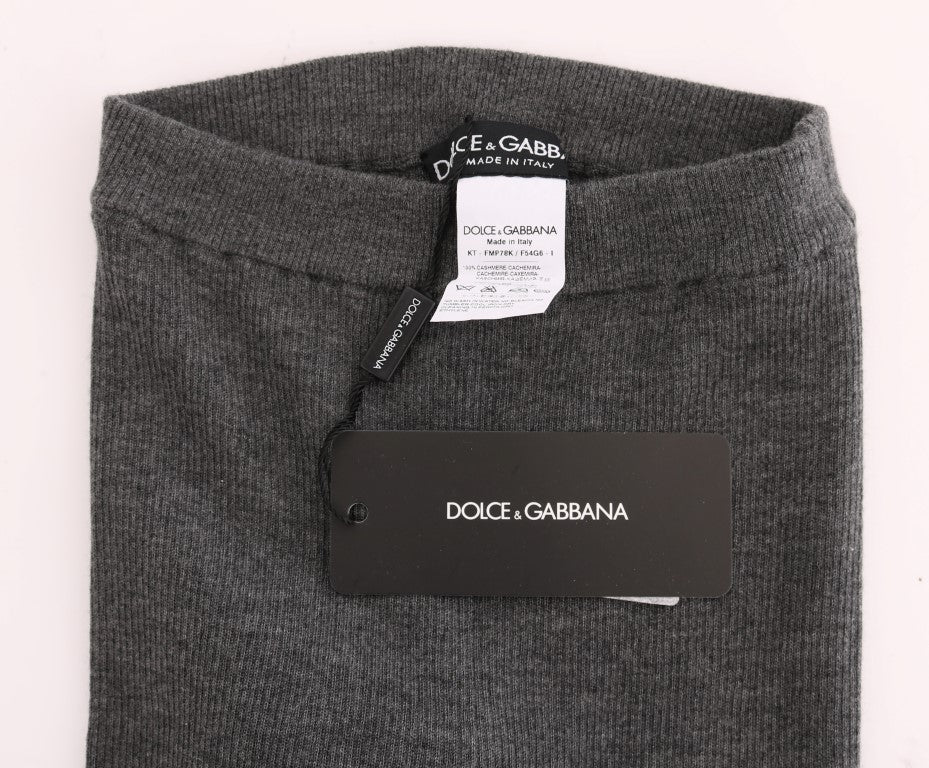 Dolce & Gabbana Schicke graue Strumpfhose aus Kaschmir mit hoher Taille