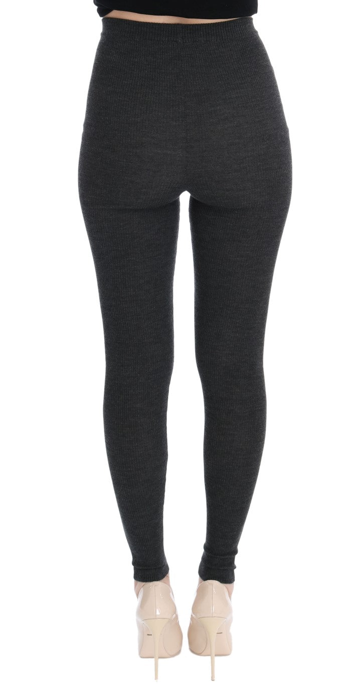 Dolce & Gabbana Elegante graue Strumpfhose aus Wolle mit hoher Taille