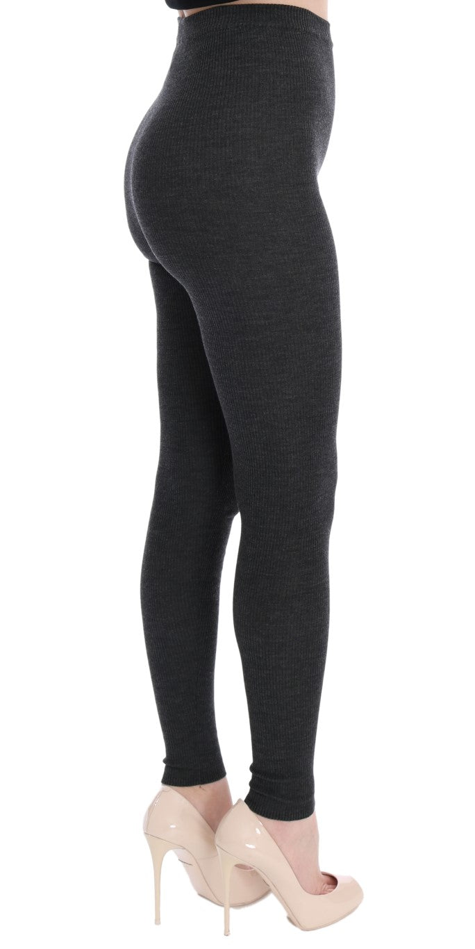 Dolce & Gabbana Elegante graue Strumpfhose aus Wolle mit hoher Taille