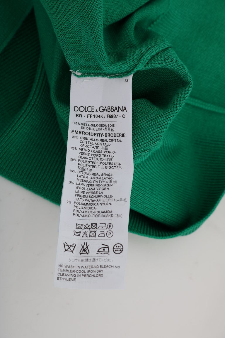 Dolce & Gabbana – Verzierter grüner Seidenpullover