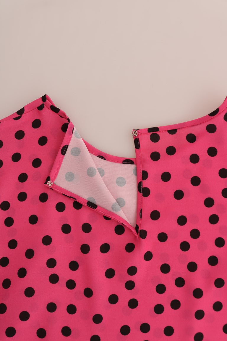 Dolce & Gabbana Schicke rosa gepunktete Seidenbluse