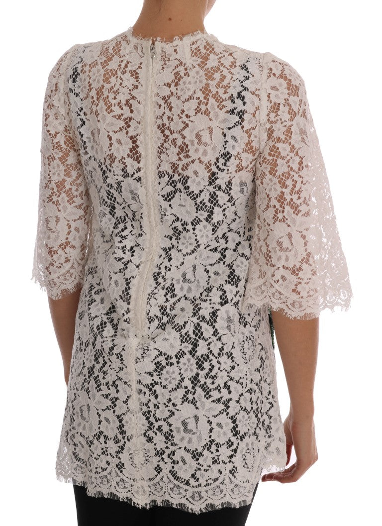 Bluză mini elegantă cu dantelă albă Dolce & Gabbana