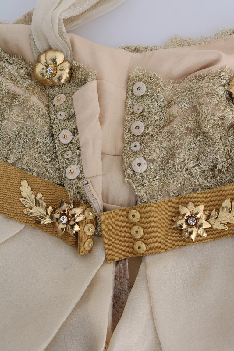 Dolce & Gabbana Elegantes Kleid aus verzierter Spitze und Organza-Seide