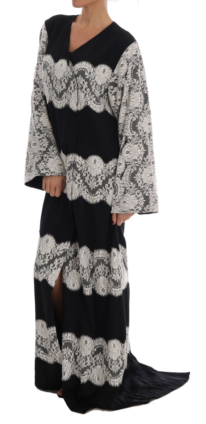 Dolce & Gabbana – Elegantes Kaftan-Maxikleid aus Seiden-Blumenspitze