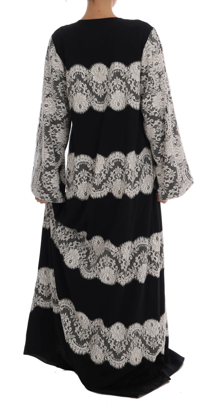 Dolce & Gabbana – Elegantes Kaftan-Maxikleid aus Seiden-Blumenspitze