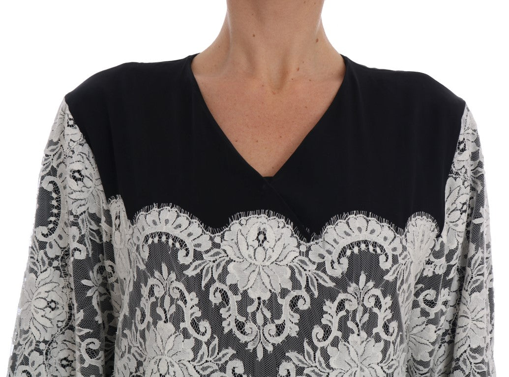 Dolce & Gabbana – Elegantes Kaftan-Maxikleid aus Seiden-Blumenspitze