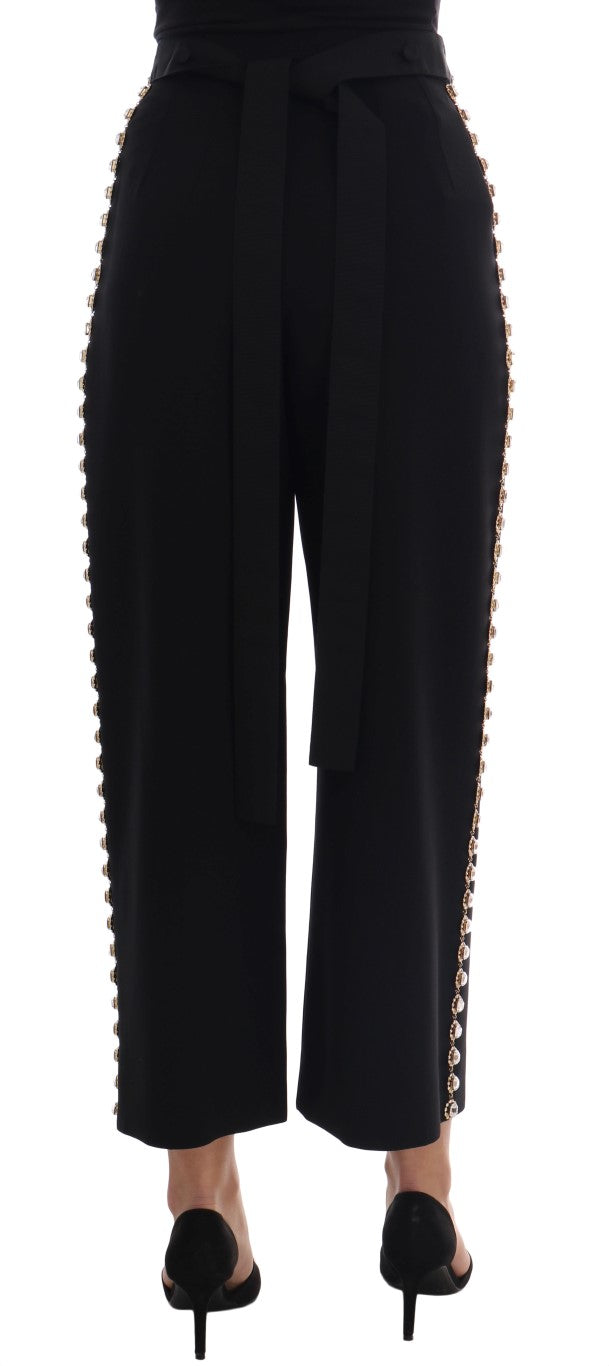 Dolce & Gabbana Elegante Knöchelhose mit hoher Taille und goldenen Details