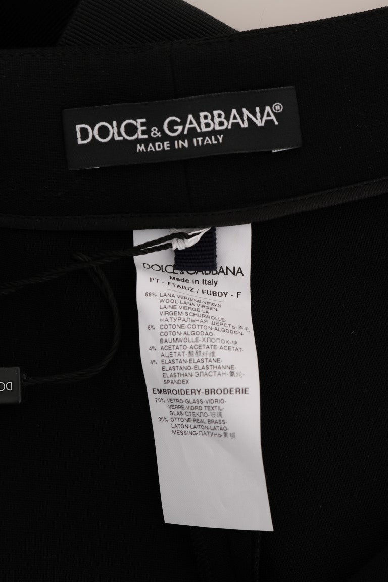 Dolce & Gabbana Elegante Knöchelhose mit hoher Taille und goldenen Details