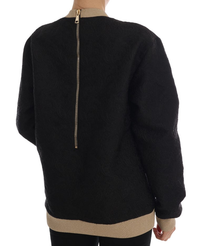 Dolce & Gabbana – Verzauberter schwarzer Brokatpullover mit Pailletten
