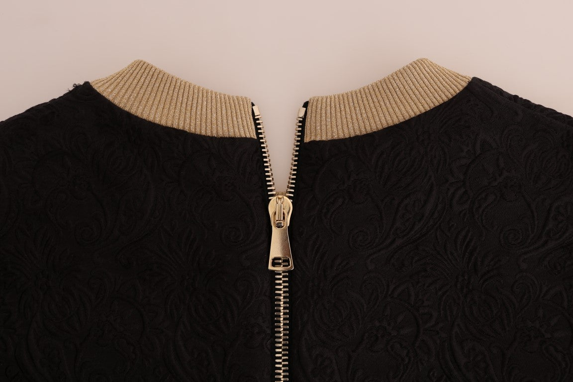Dolce & Gabbana – Verzauberter schwarzer Brokatpullover mit Pailletten