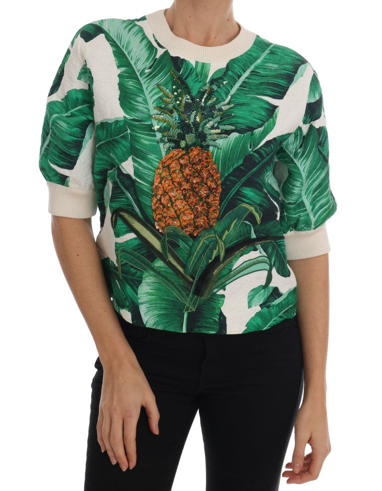 Dolce & Gabbana Pullover mit tropischen Pailletten – Lush Greenery Edition