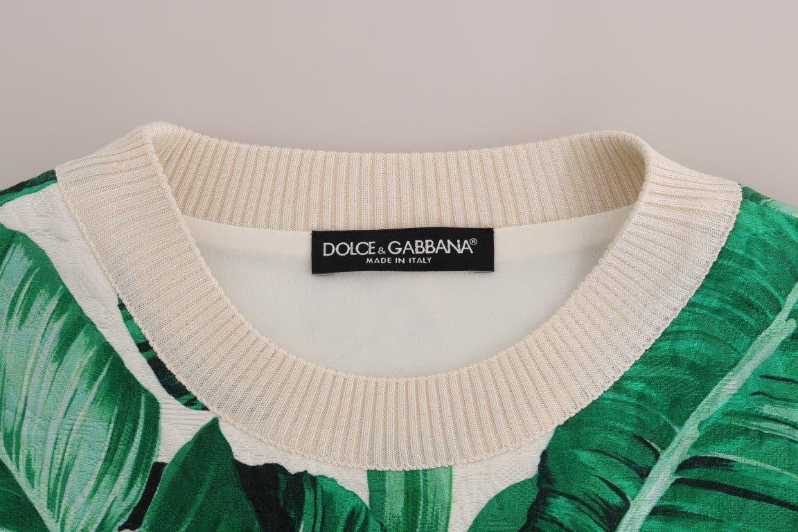 Pulover cu paiete tropicale Dolce & Gabbana - Ediție Lush Greenery