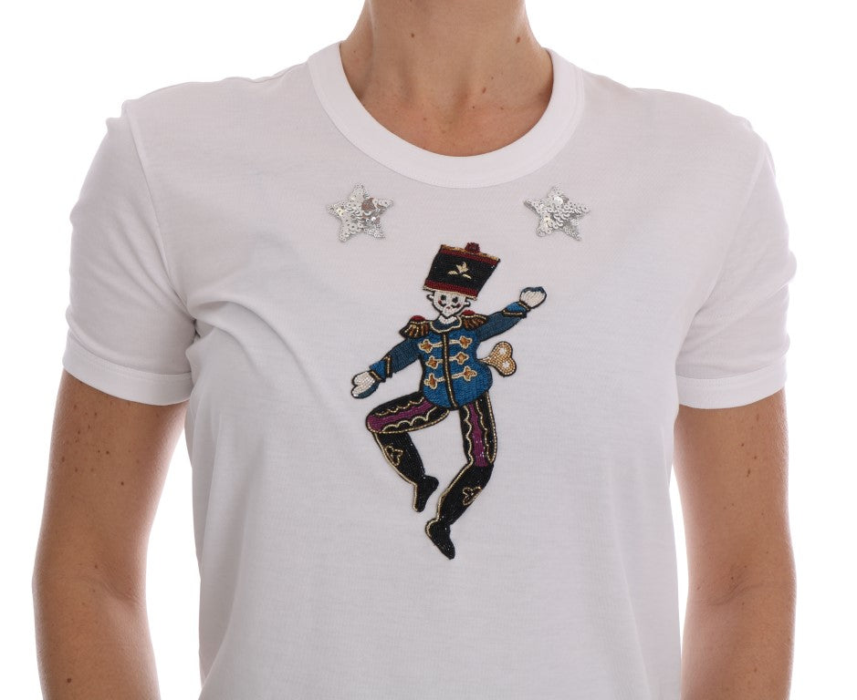 Dolce & Gabbana – T-Shirt aus Baumwolle mit Pailletten im Märchen-Design