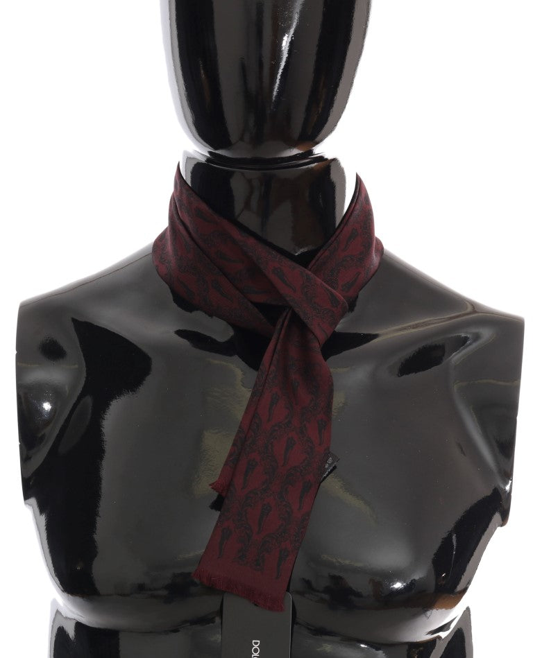 Dolce & Gabbana Seidenschal mit Bordeaux-Krone-Chili-Print für Herren