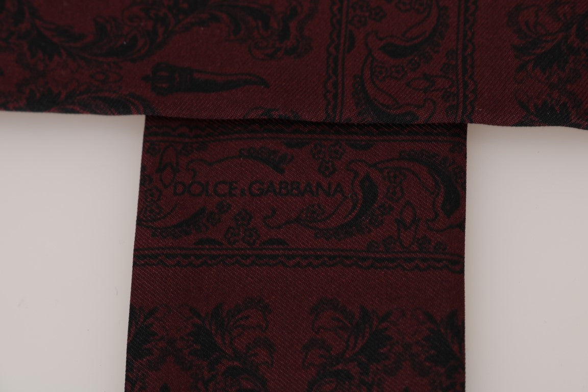 Dolce & Gabbana Seidenschal mit Bordeaux-Krone-Chili-Print für Herren