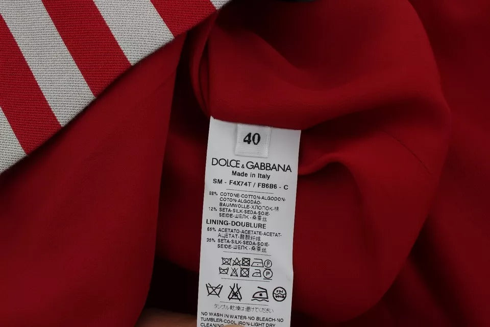 Dolce & Gabbana Silberrot gestreifter Rock über dem Knie