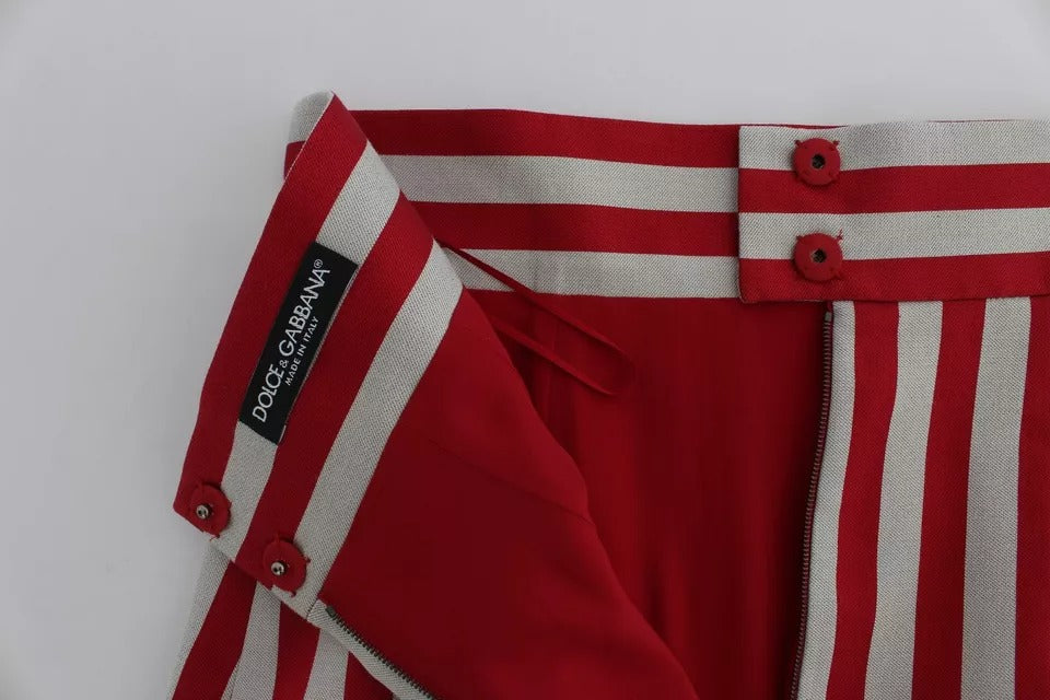 Dolce & Gabbana Silberrot gestreifter Rock über dem Knie