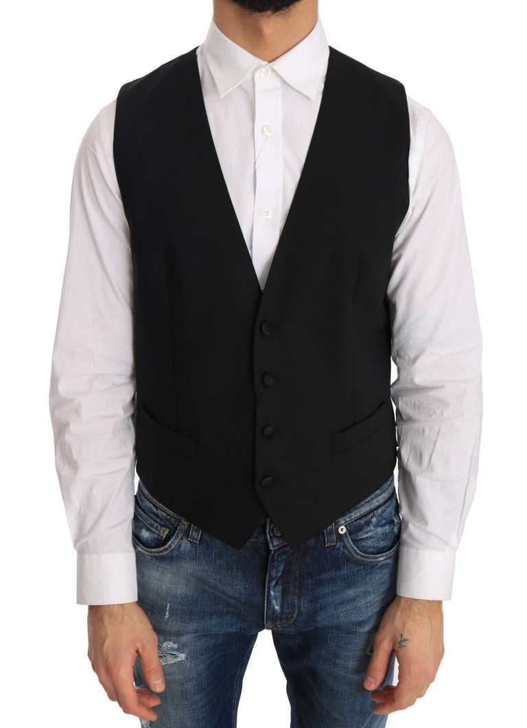 Vestă elegantă Dolce & Gabbana, croială slim fit, neagră