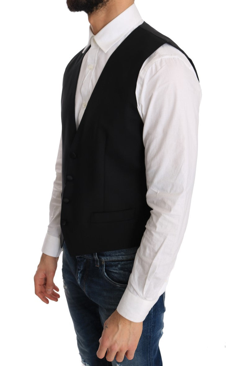 Vestă elegantă Dolce & Gabbana, croială slim fit, neagră
