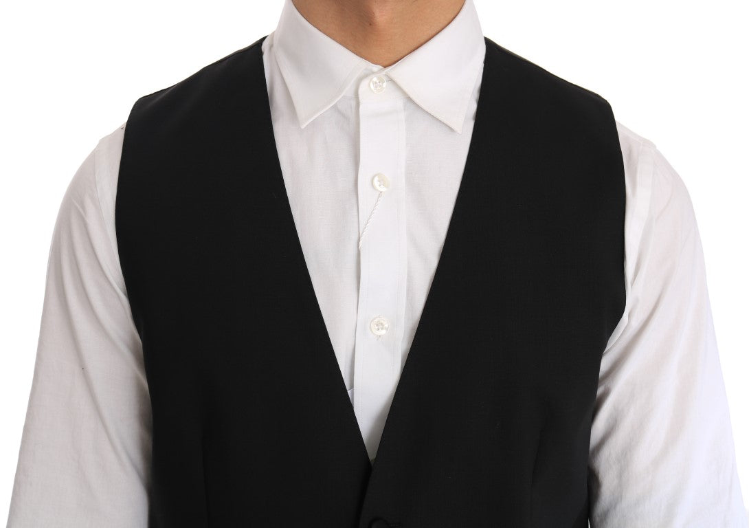 Vestă elegantă Dolce & Gabbana, croială slim fit, neagră
