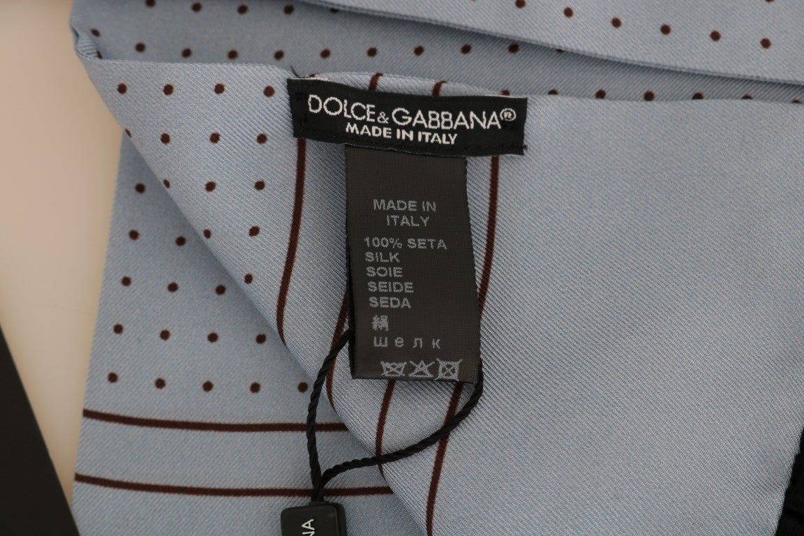 Dolce & Gabbana – Eleganter Herrenschal aus blauer Seide mit Punkten