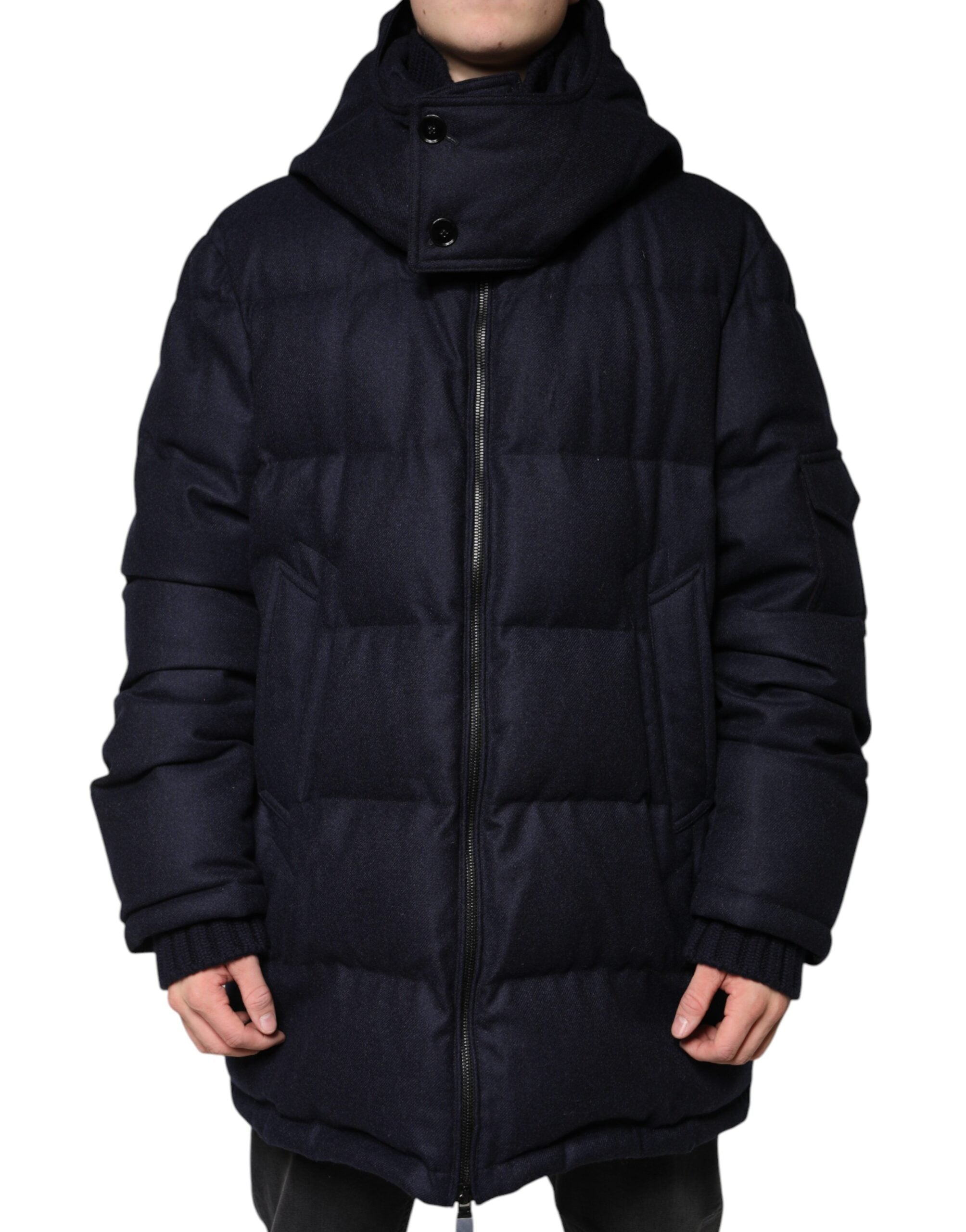 Dolce & Gabbana – Pufferjacke aus schwarzem Nylon mit Kapuze für Herren