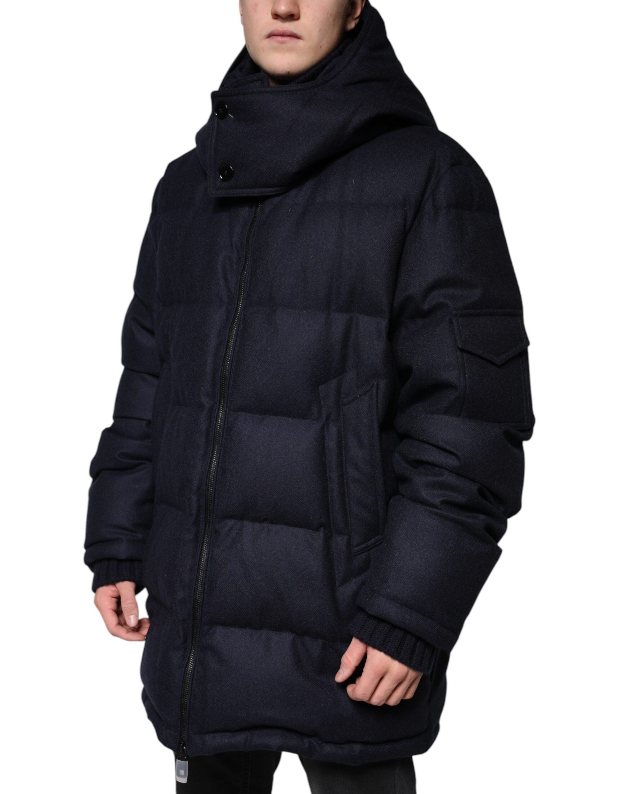 Dolce & Gabbana – Pufferjacke aus schwarzem Nylon mit Kapuze für Herren