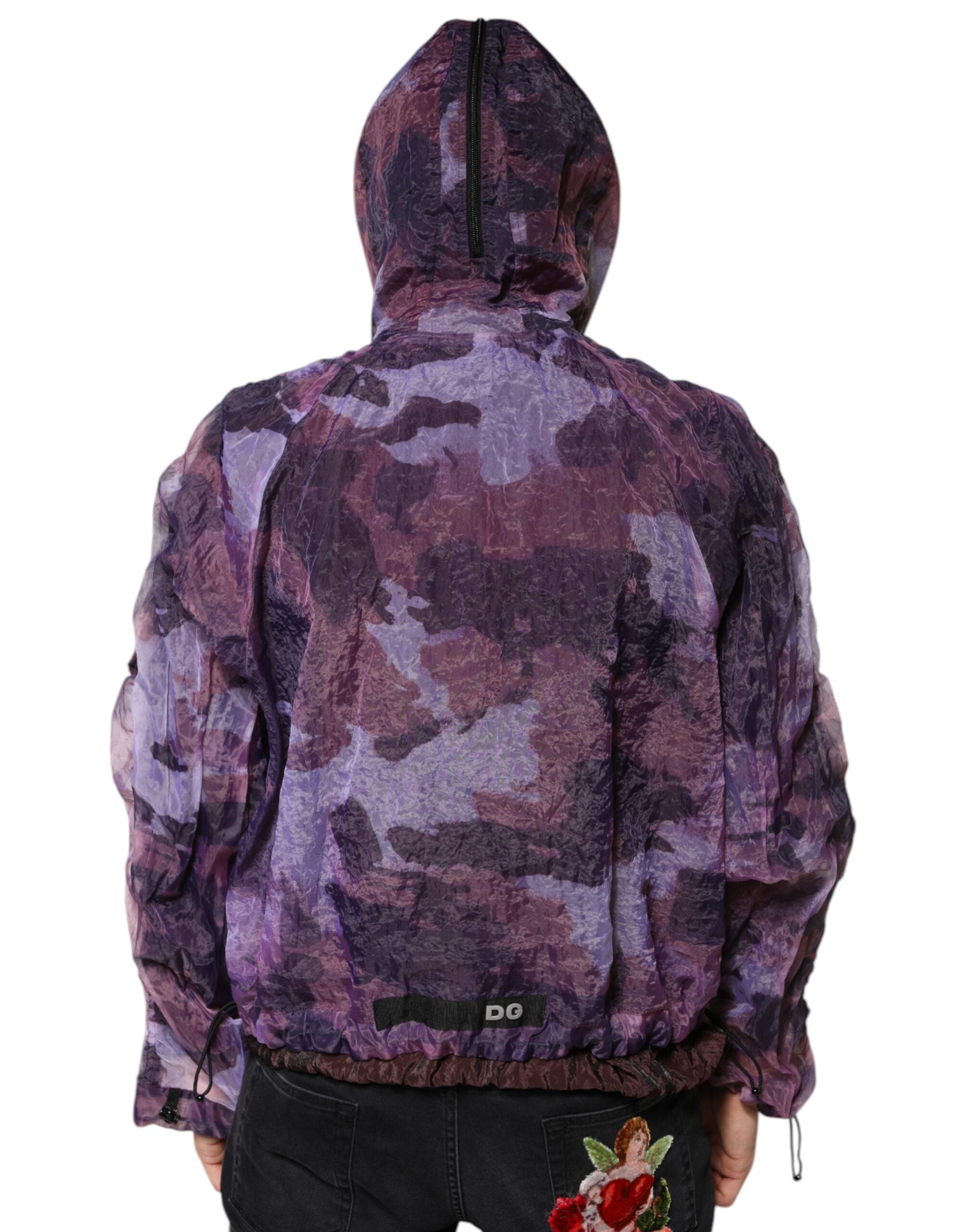 Dolce & Gabbana Jachetă bărbătească cu glugă violet camuflaj