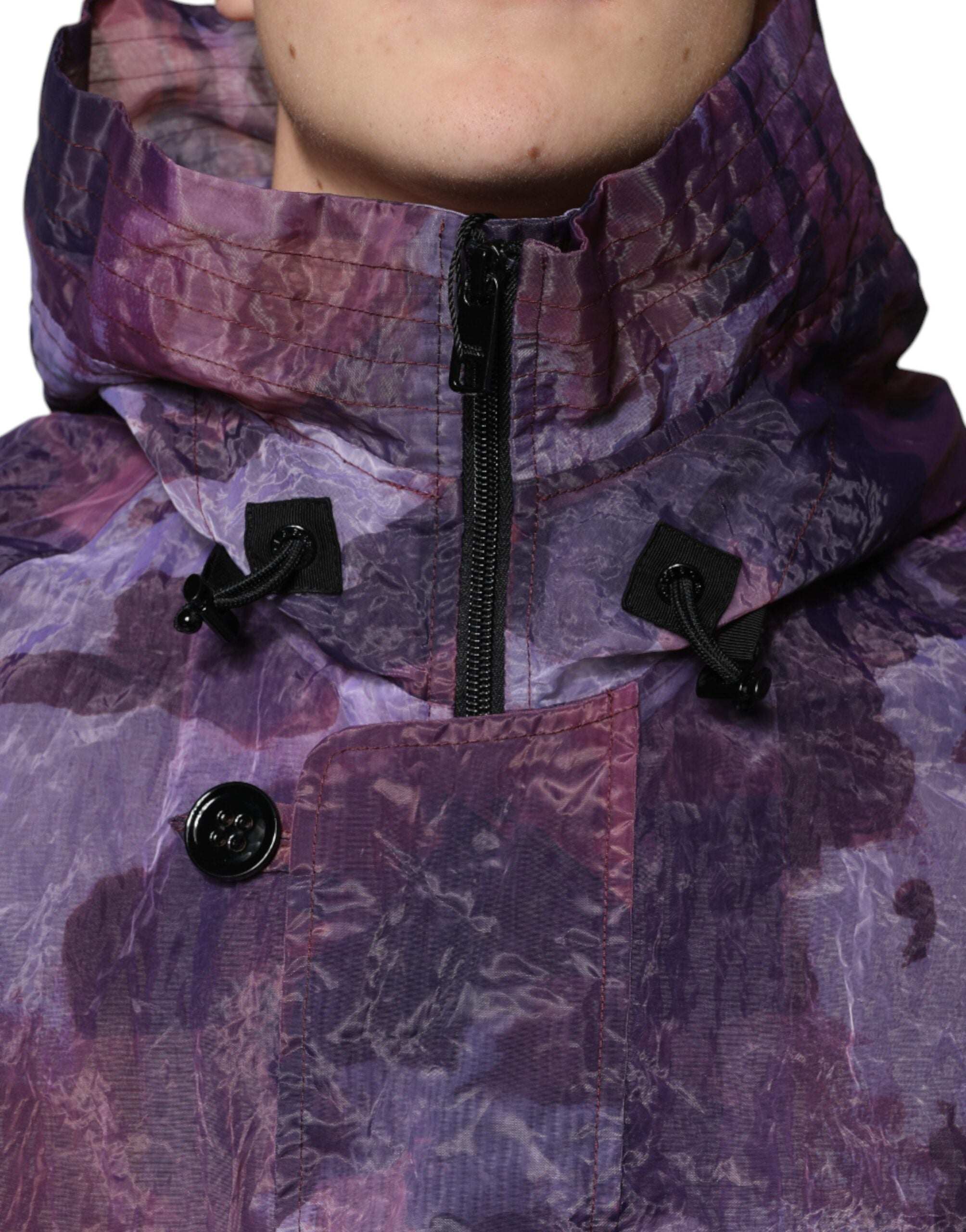Dolce & Gabbana Jachetă bărbătească cu glugă violet camuflaj