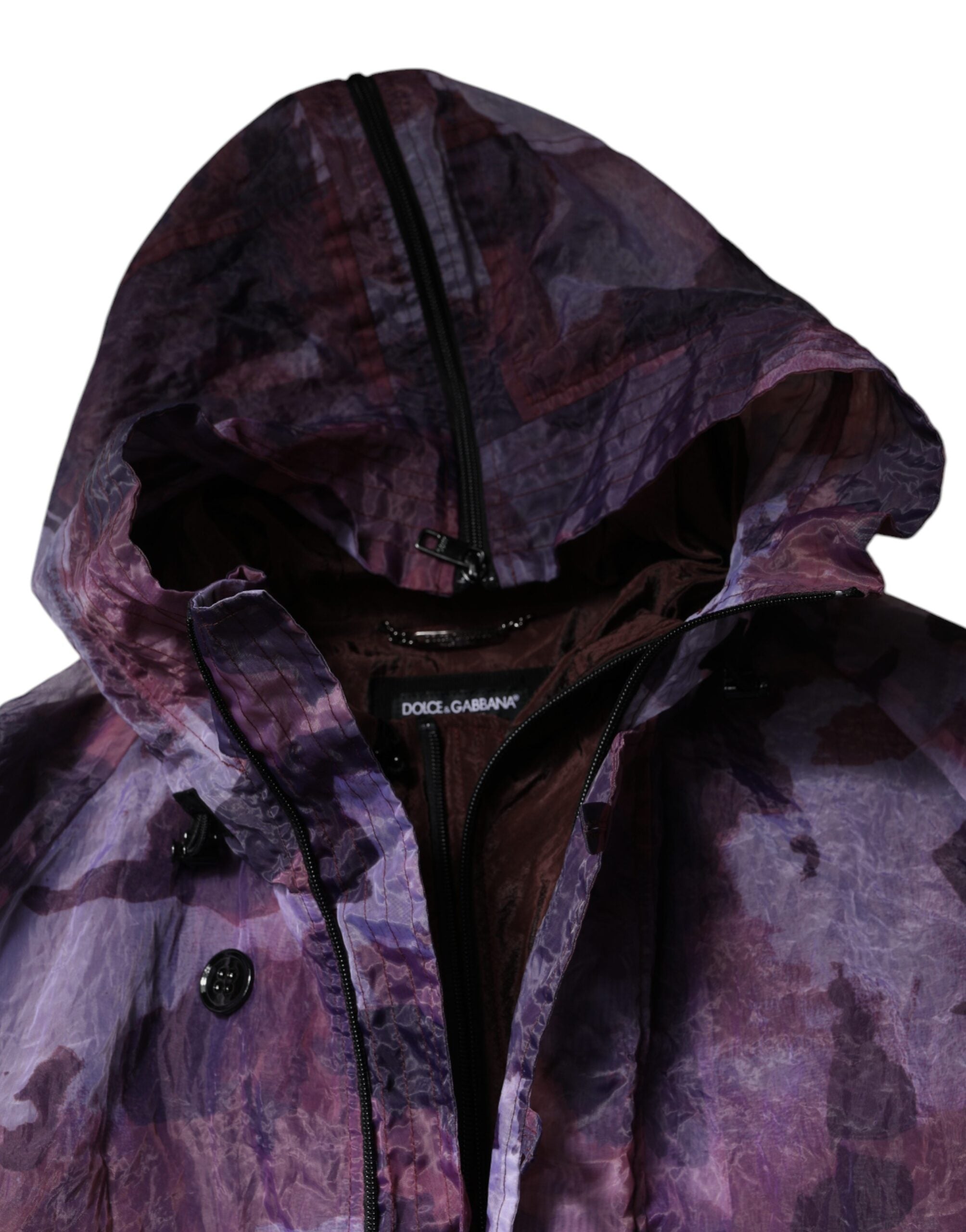 Dolce & Gabbana Jachetă bărbătească cu glugă violet camuflaj