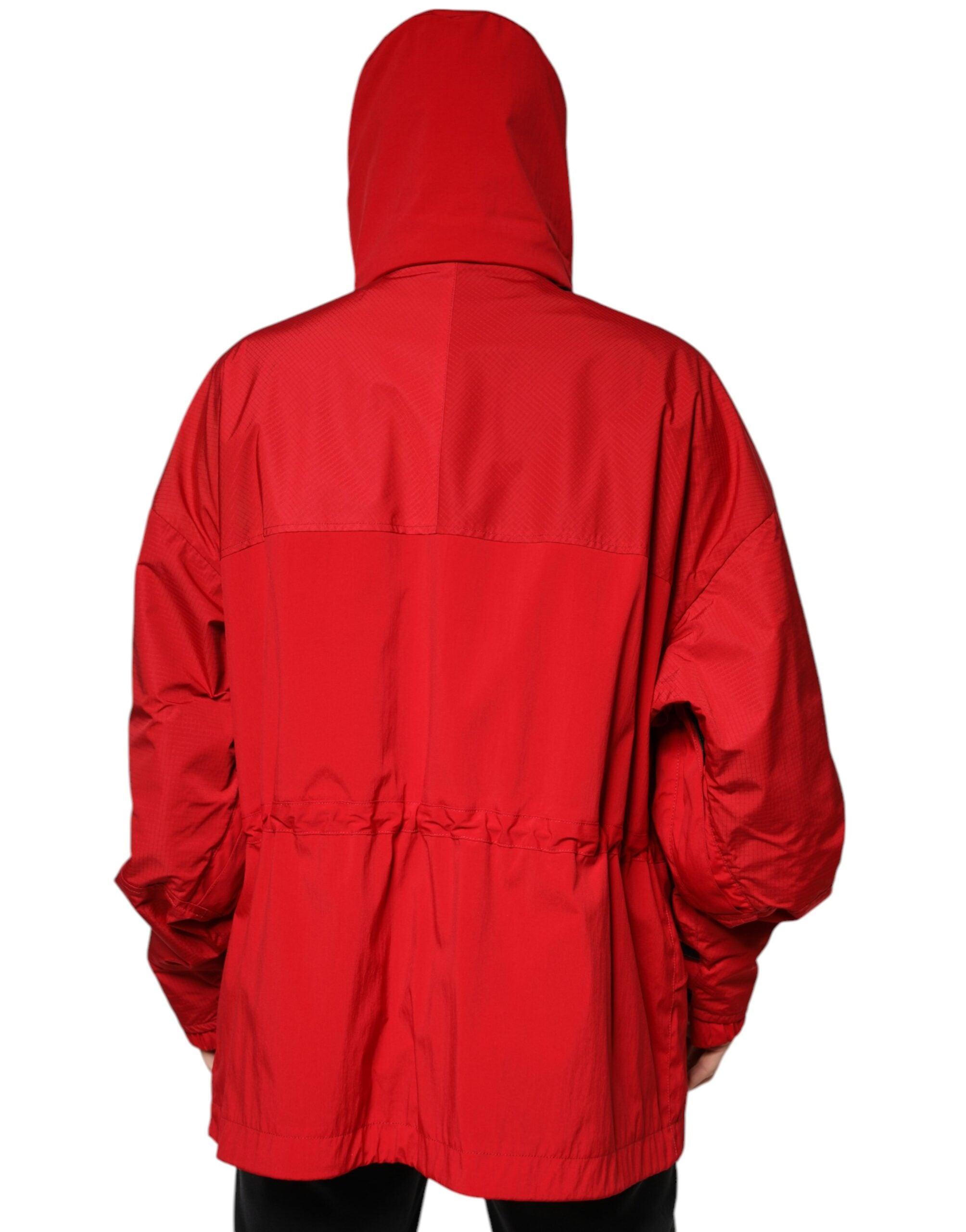 Dolce & Gabbana – Rote Nylon-Parkajacke mit durchgehendem Reißverschluss für Herren