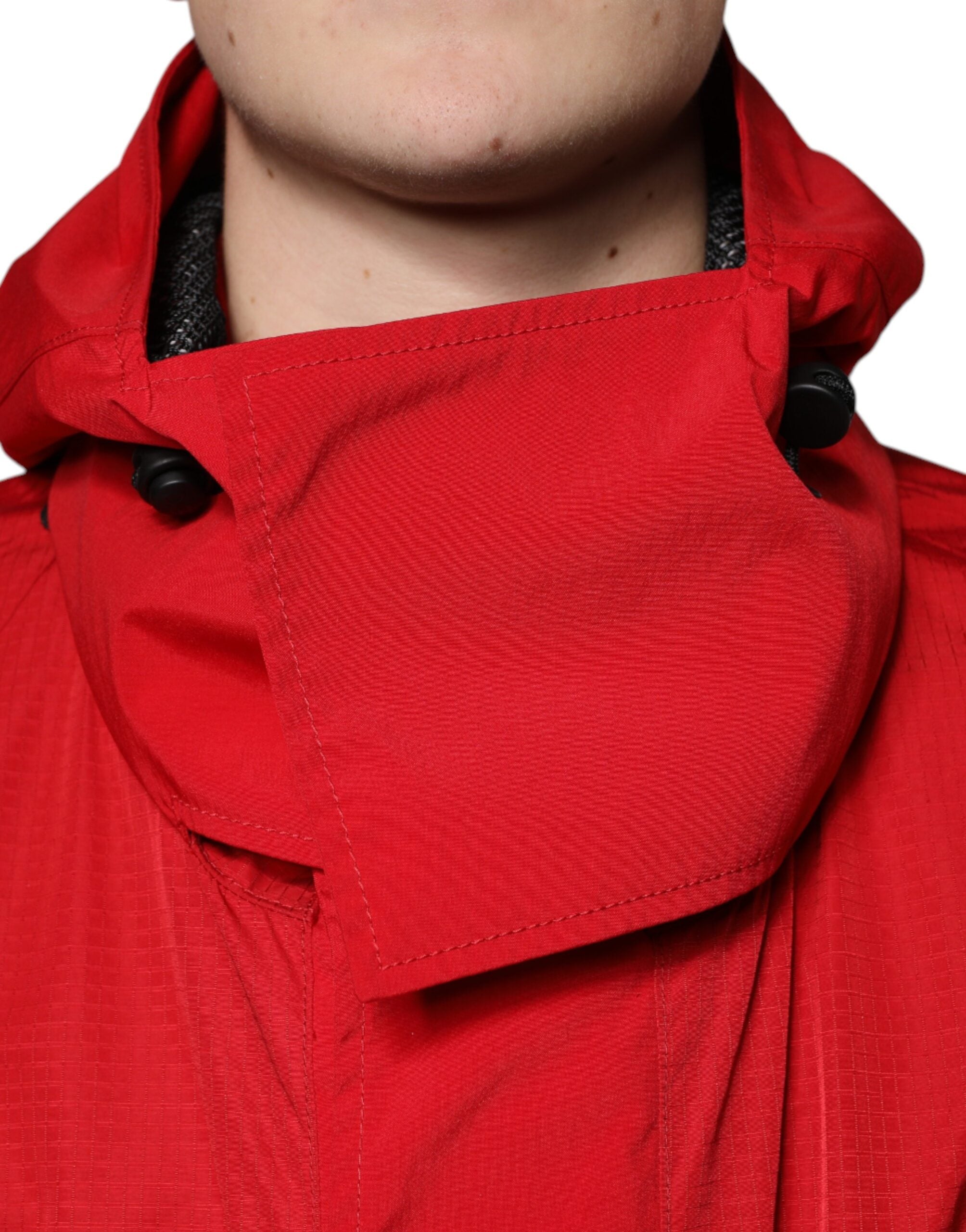 Dolce & Gabbana – Rote Nylon-Parkajacke mit durchgehendem Reißverschluss für Herren