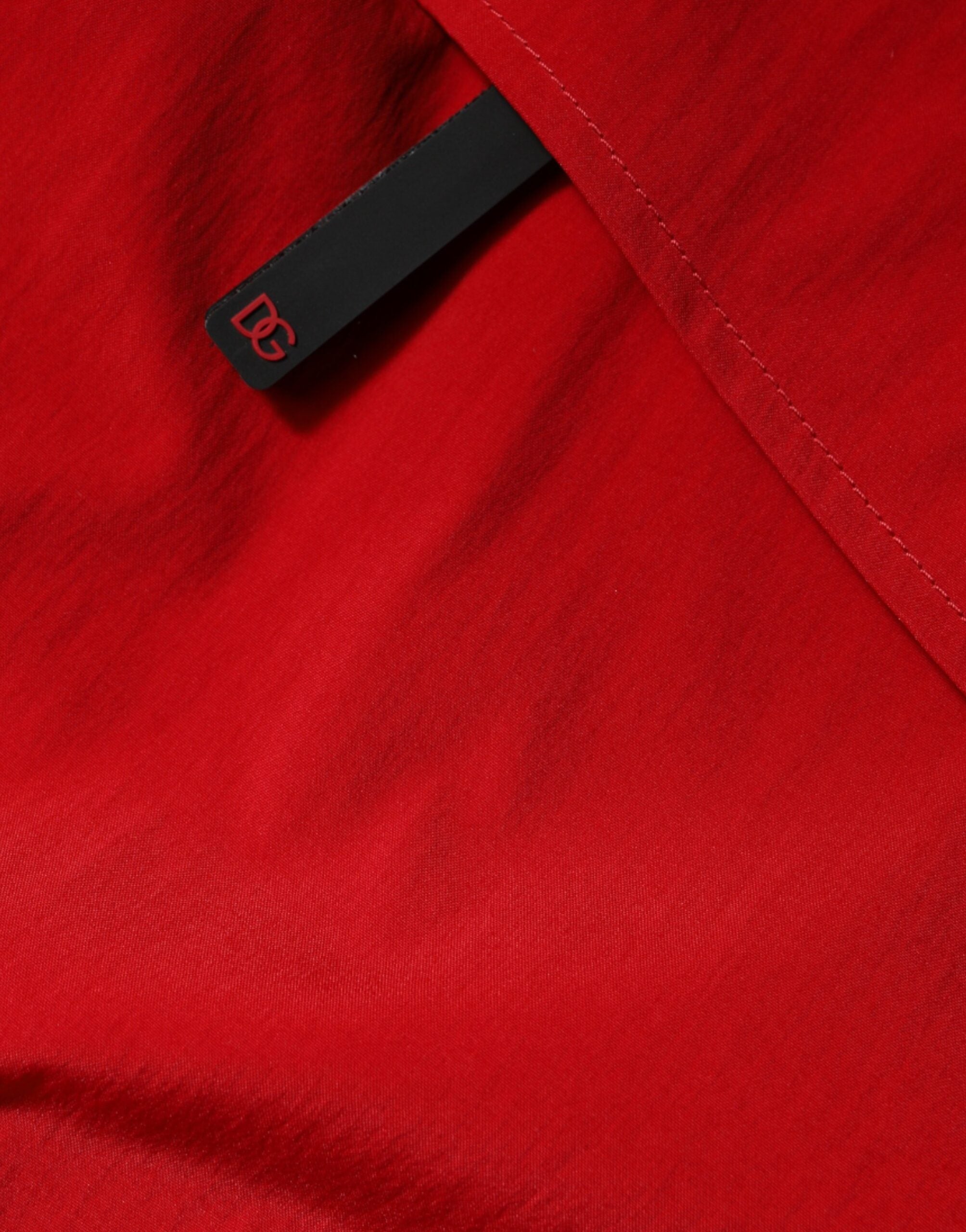 Dolce & Gabbana – Rote Nylon-Parkajacke mit durchgehendem Reißverschluss für Herren