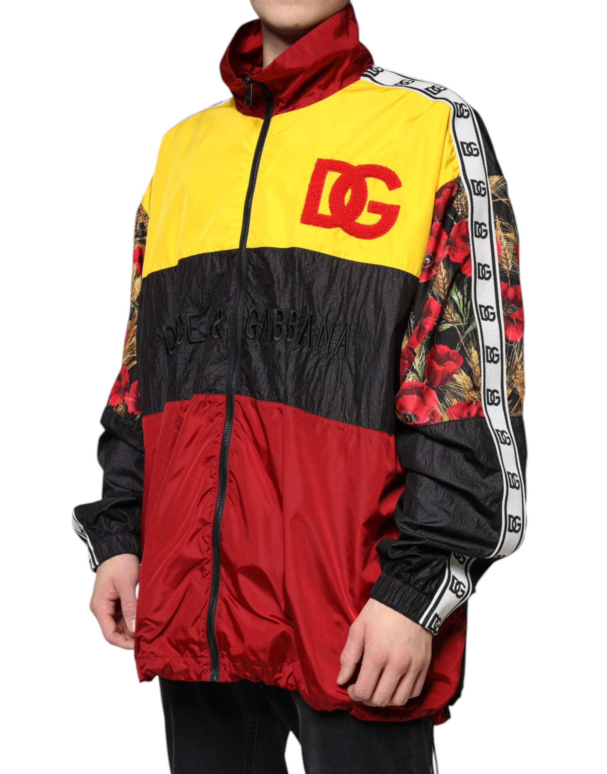 Dolce & Gabbana Mehrfarbiger Patchwork-Pullover für Herren mit durchgehendem Reißverschluss