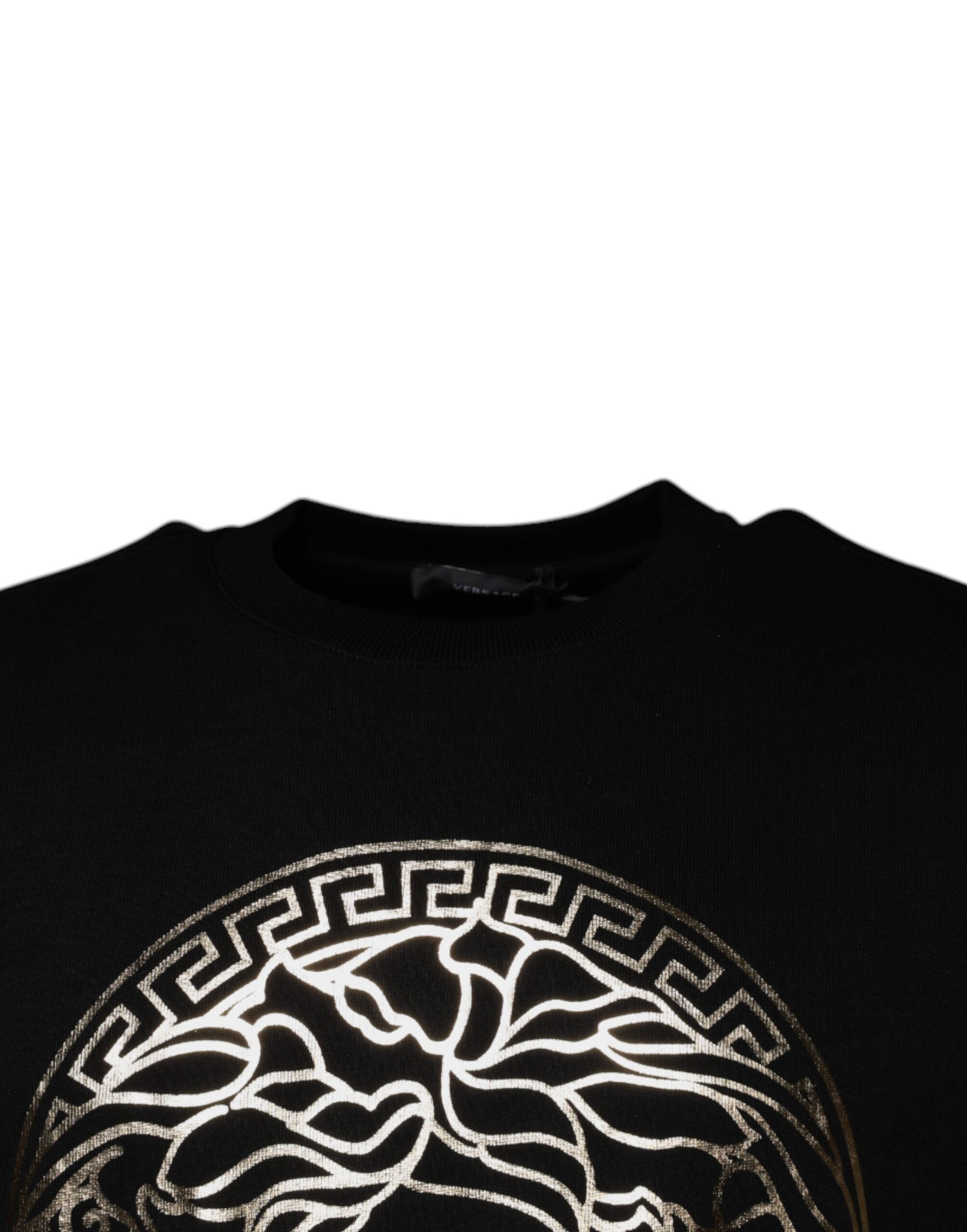 Hanorac Versace Medusa Fleece negru pentru bărbați cu guler rotund