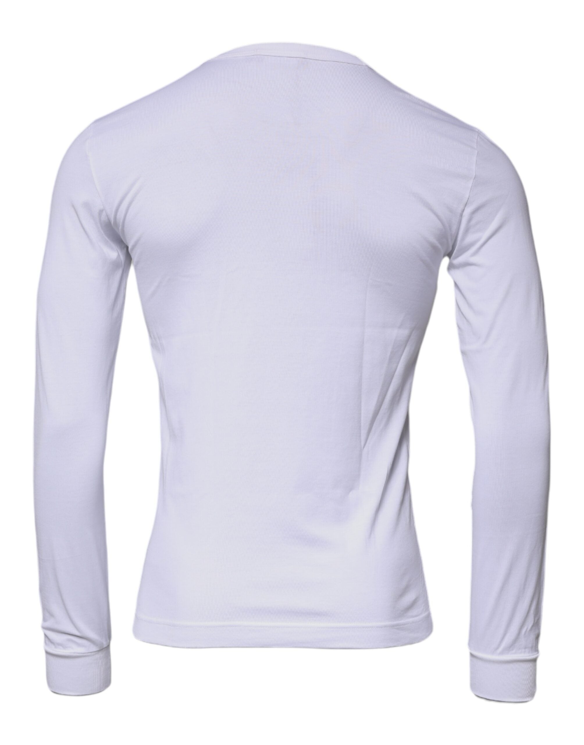 Dolce & Gabbana Weißer Pullover mit Rundhalsausschnitt aus Baumwolle mit Krone