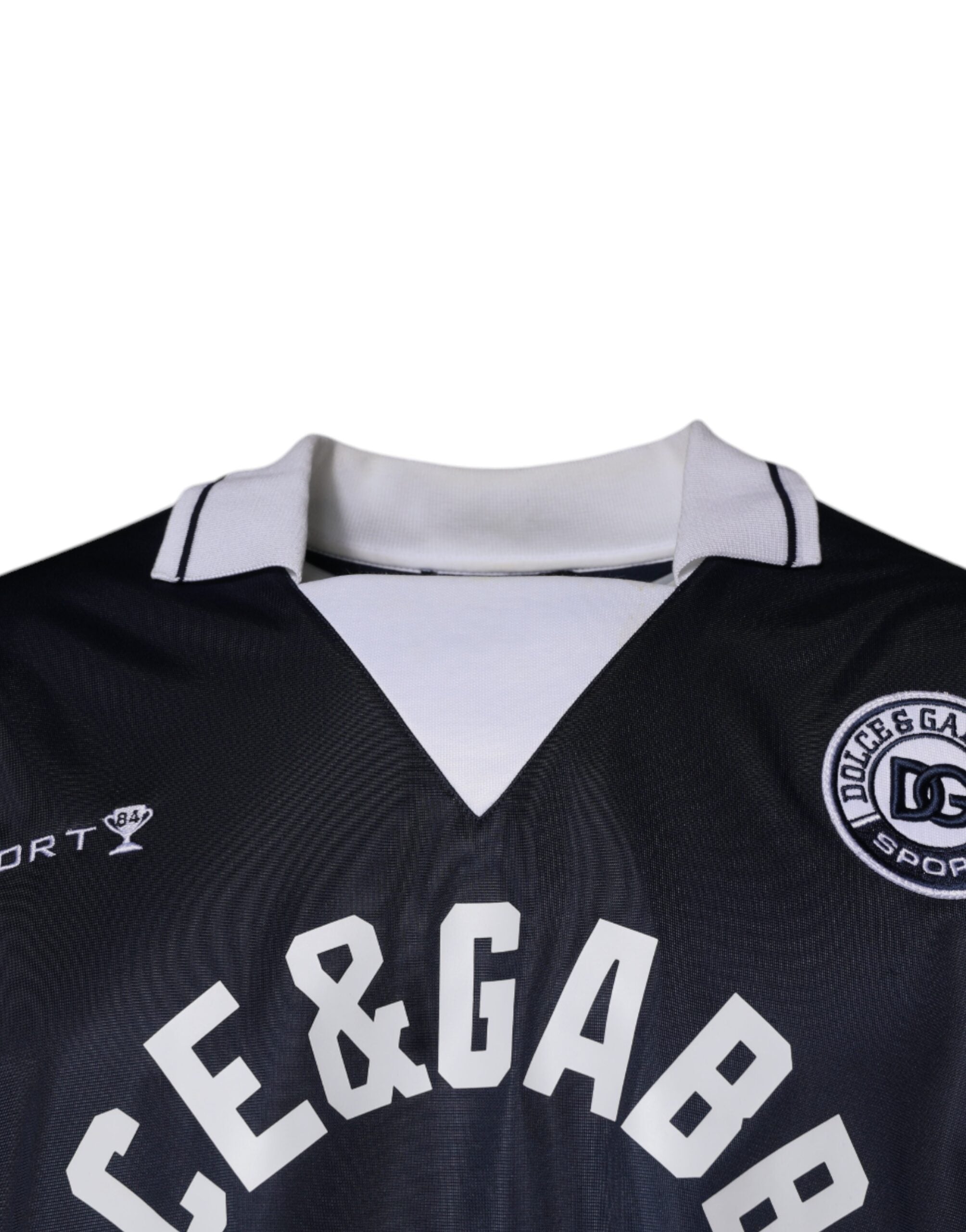 Dolce & Gabbana – Blauer Jersey-Pullover mit Logo und Kragen