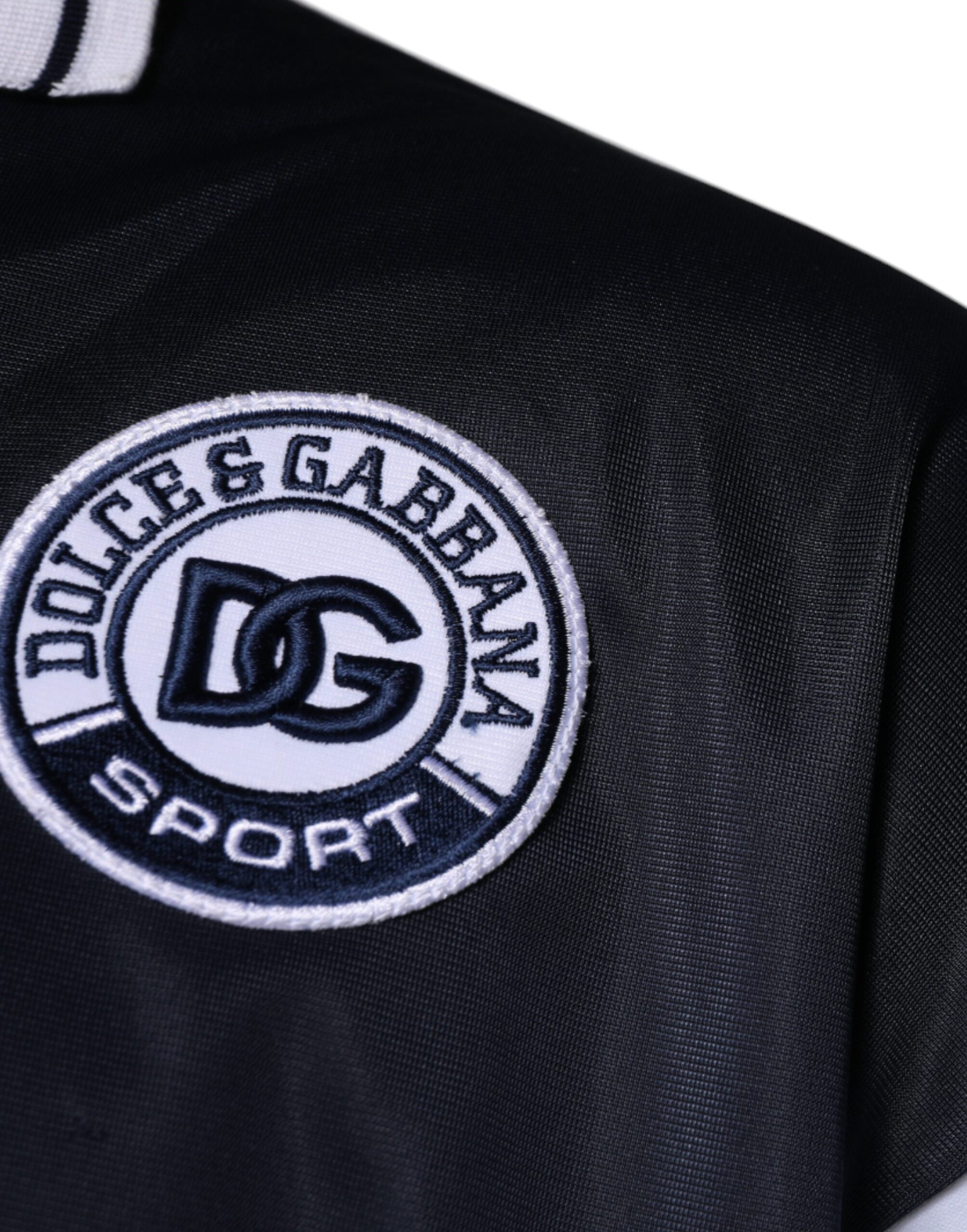 Dolce & Gabbana – Blauer Jersey-Pullover mit Logo und Kragen