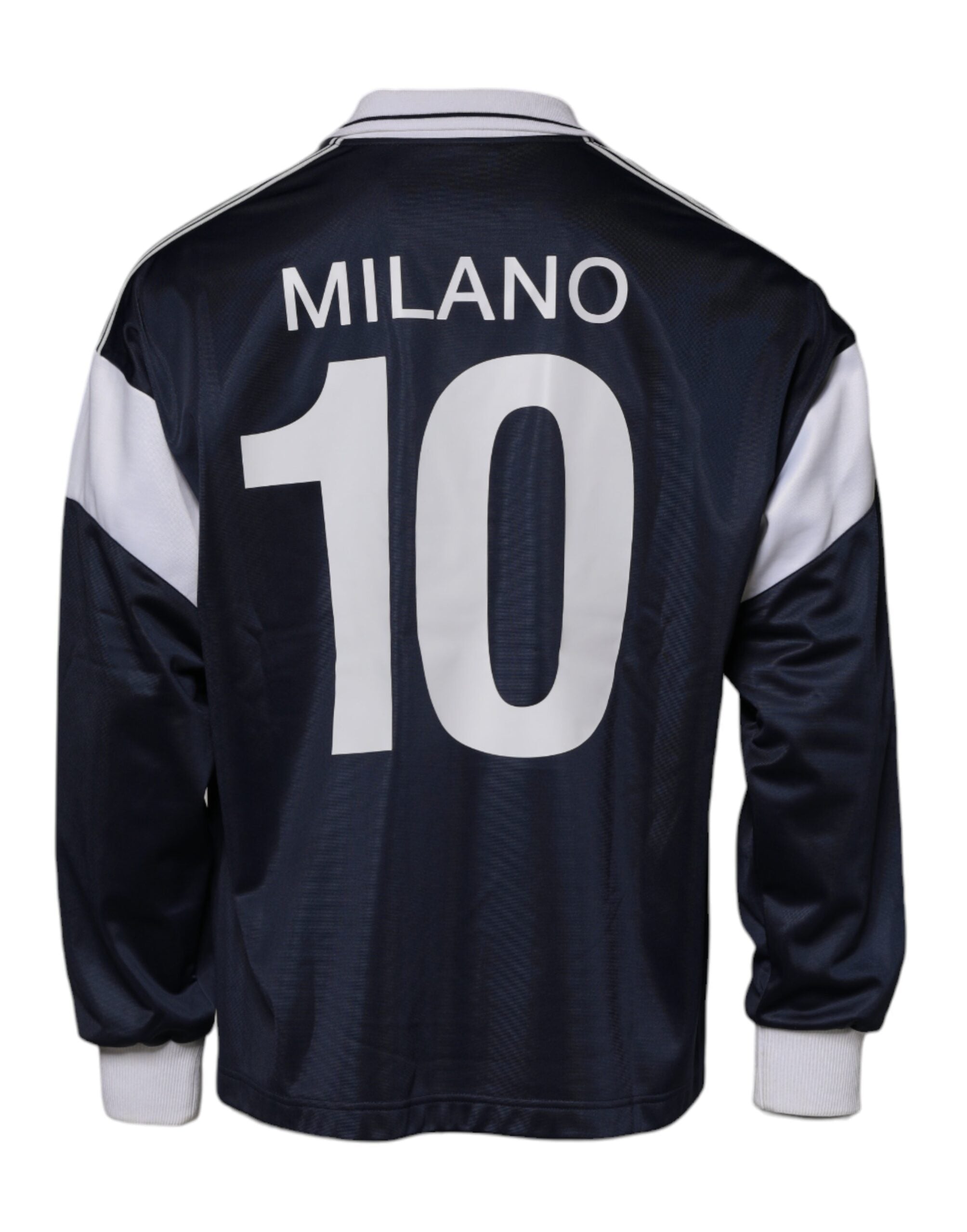 Dolce & Gabbana – Blauer Jersey-Pullover mit Logo und Kragen