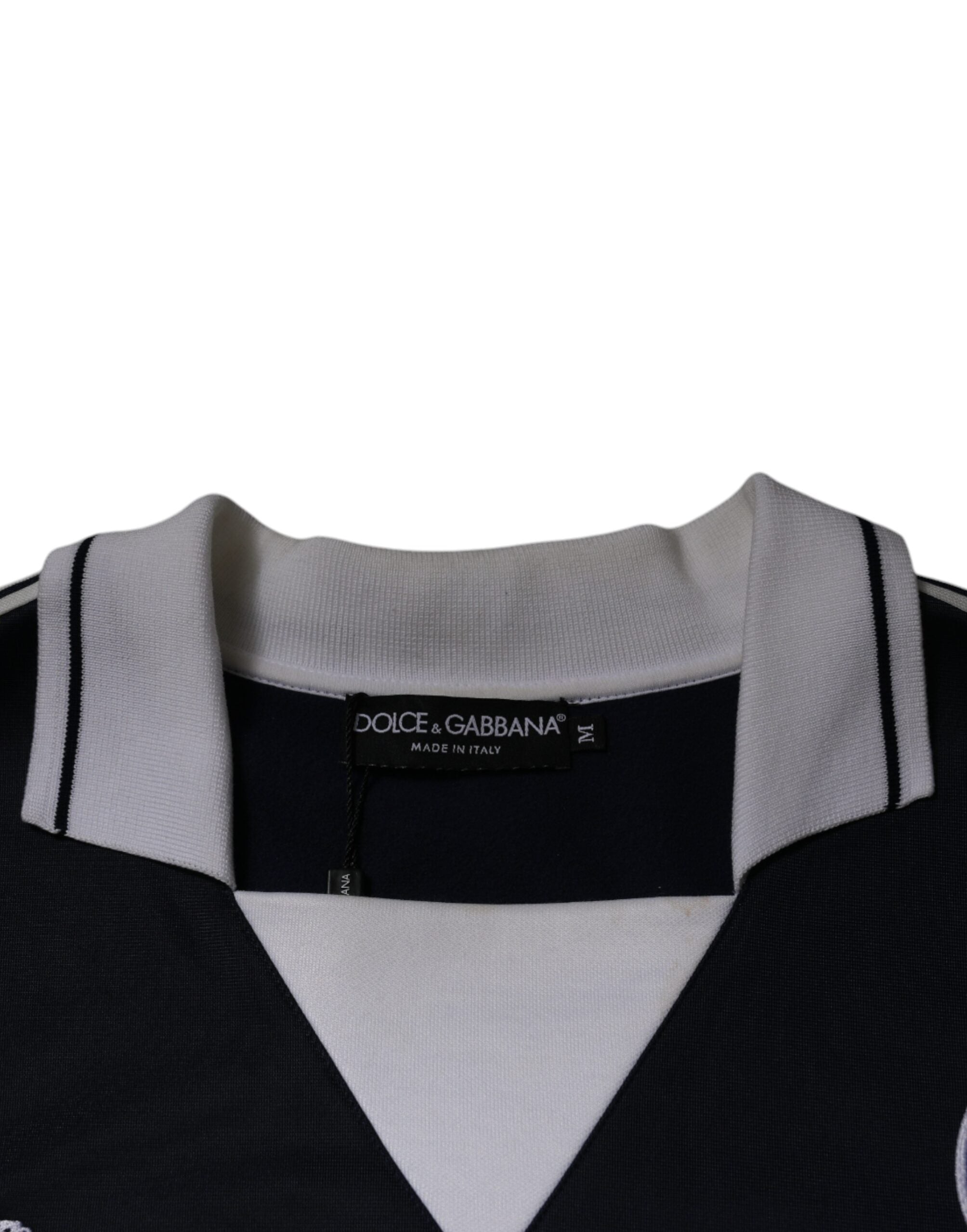 Dolce & Gabbana – Blauer Jersey-Pullover mit Logo und Kragen