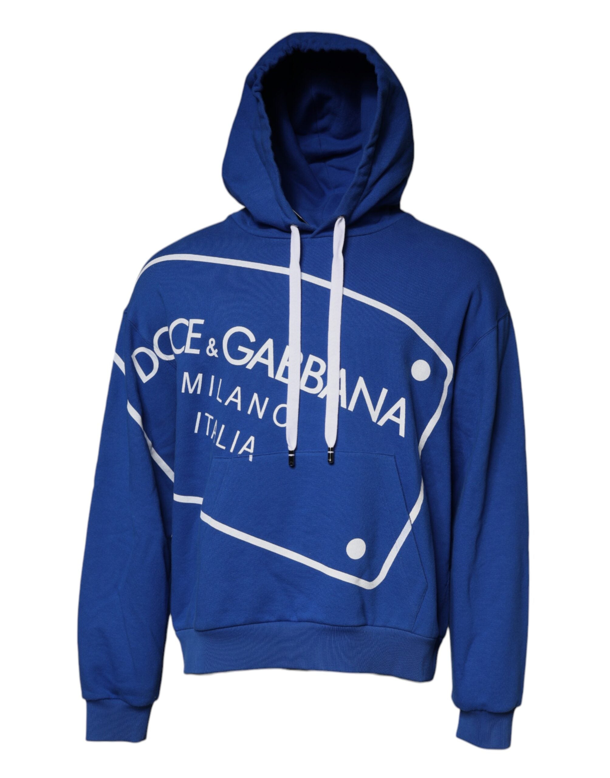 Dolce & Gabbana – Blaues Sweatshirt mit Logo-Print und Kapuze