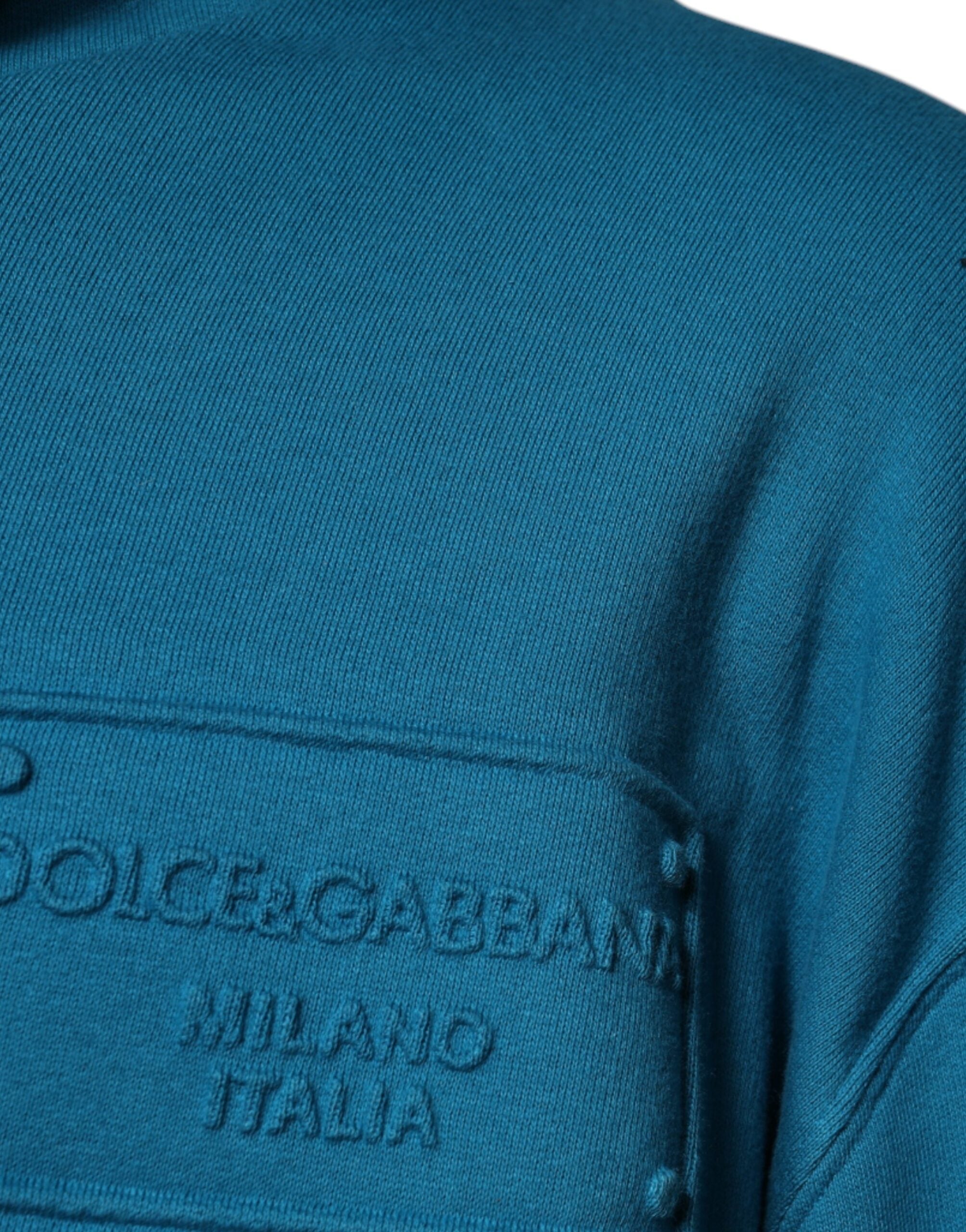 Dolce & Gabbana Blaues Logo-Sweatshirt aus Baumwolle mit Kapuze