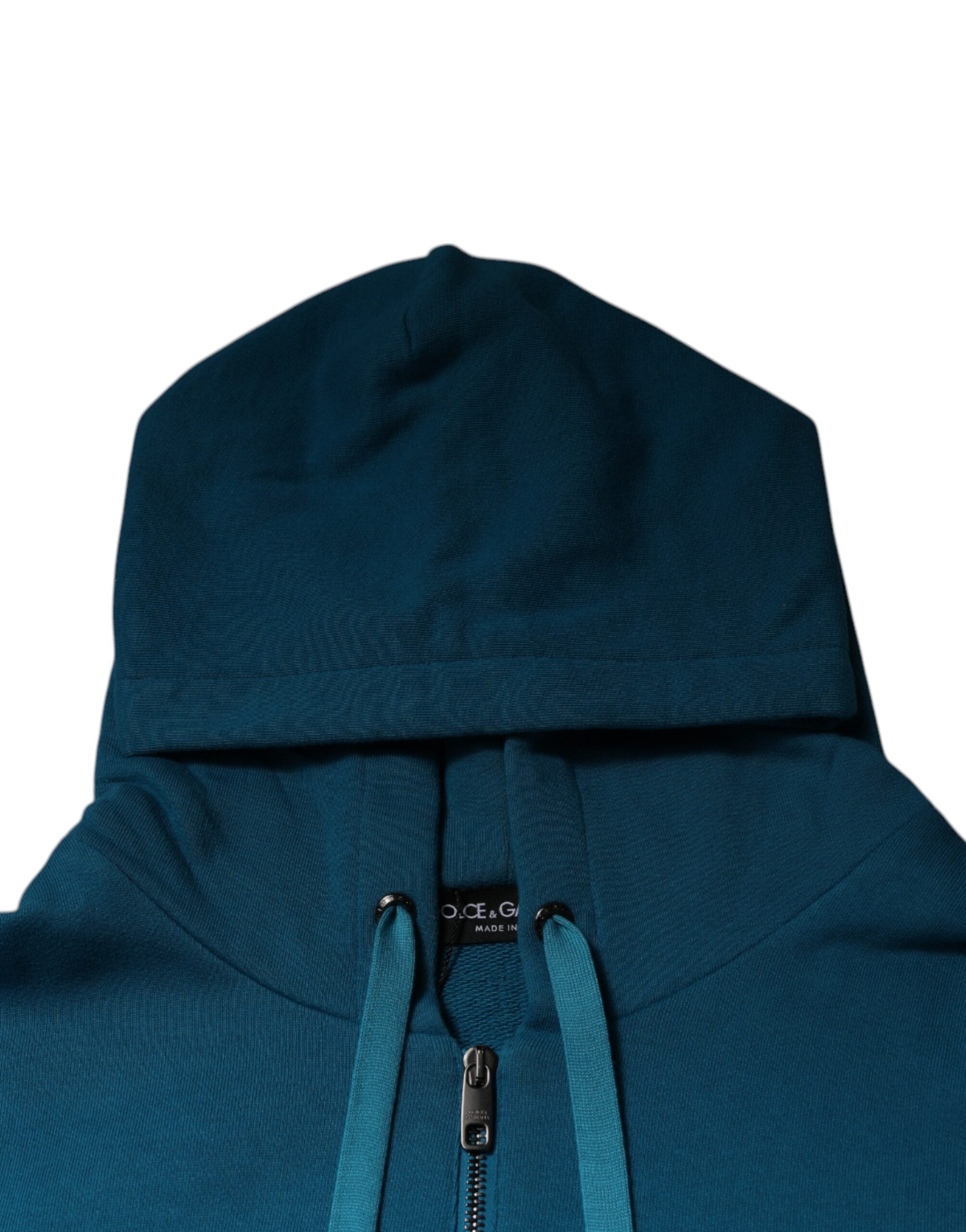 Dolce & Gabbana Blaues Logo-Sweatshirt aus Baumwolle mit Kapuze