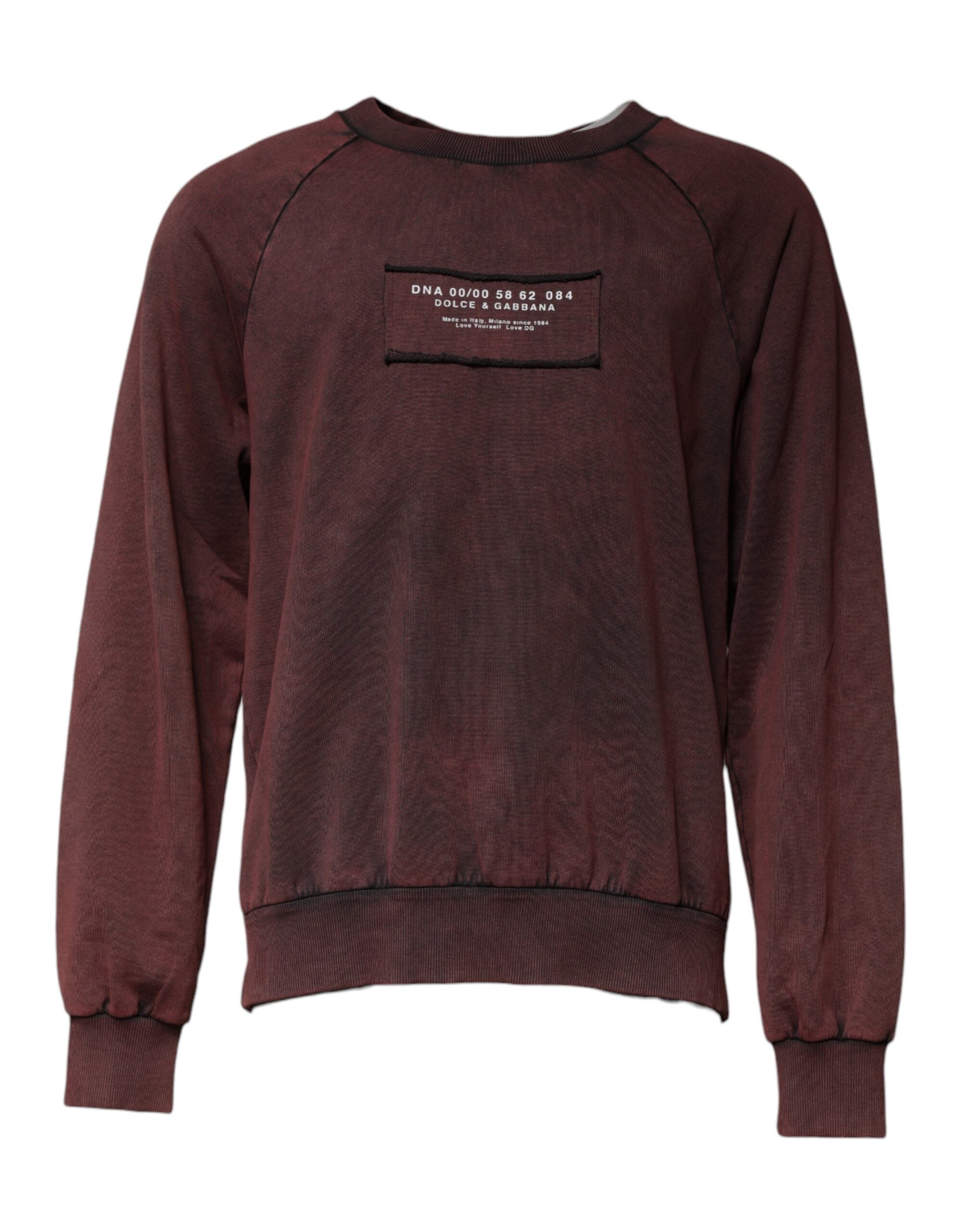 Dolce & Gabbana Brauner Pullover mit Rundhalsausschnitt und Logo aus Baumwolle