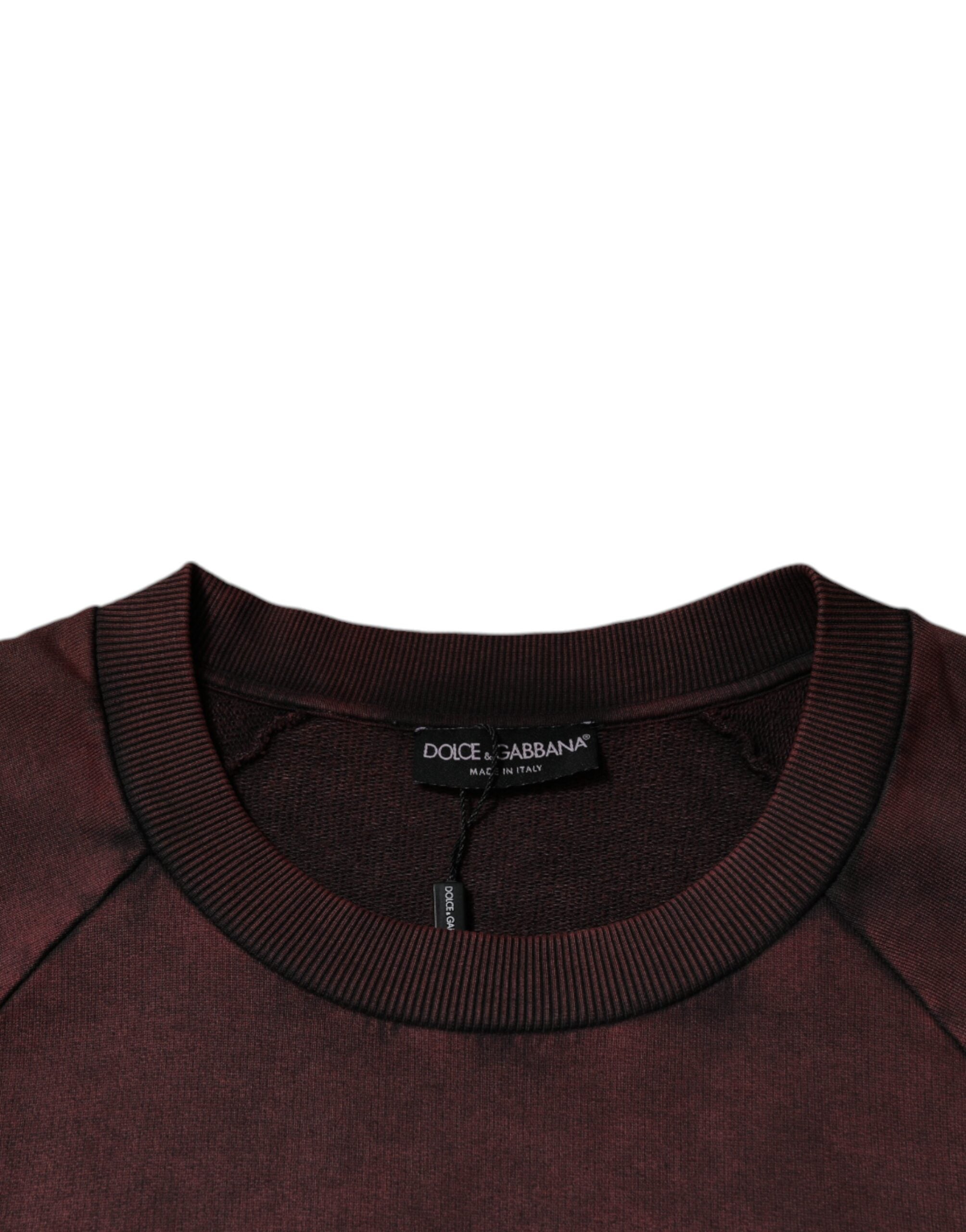 Dolce & Gabbana Brauner Pullover mit Rundhalsausschnitt und Logo aus Baumwolle