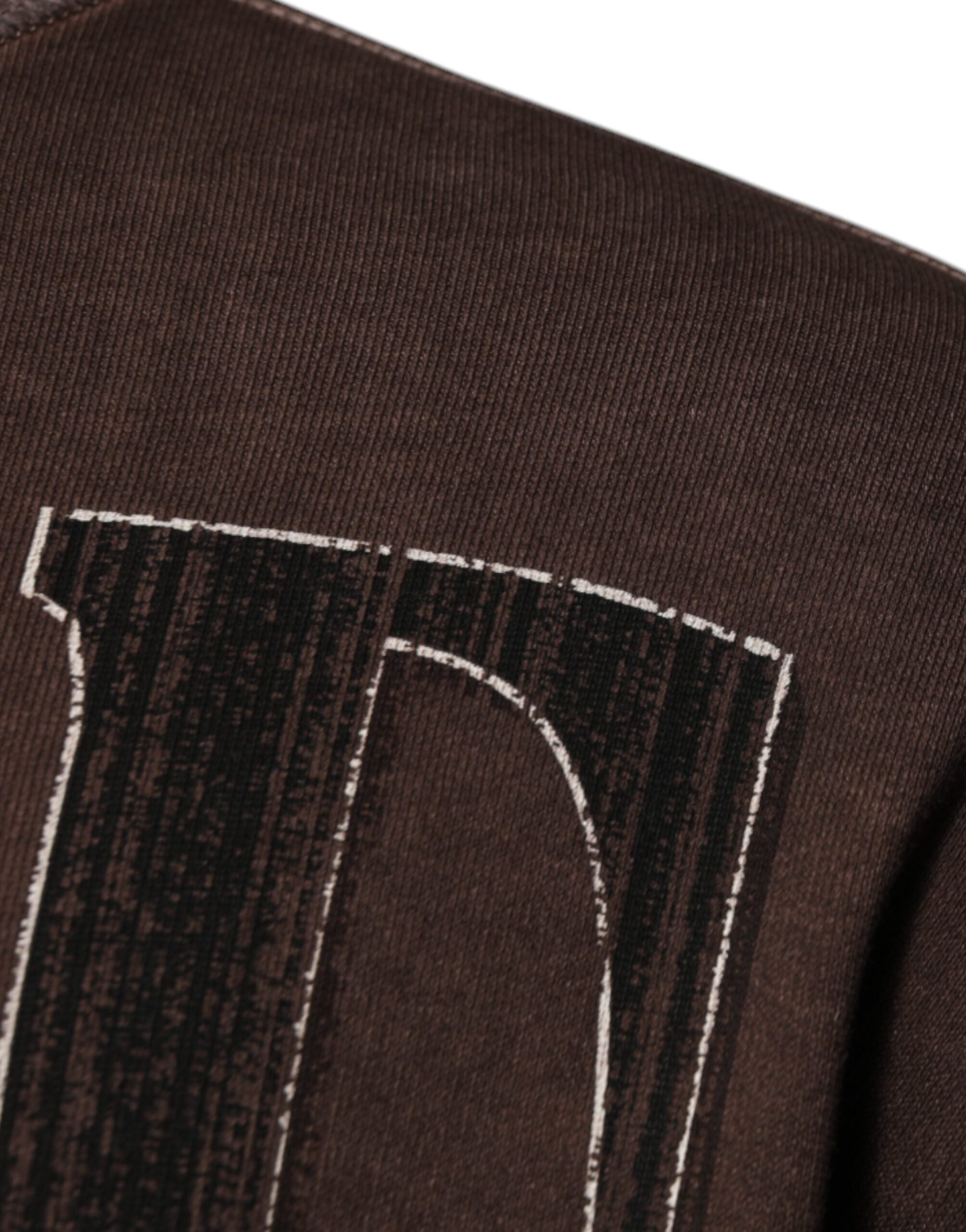 Dolce & Gabbana – Brauner Pullover mit Rundhalsausschnitt und Logo-Print