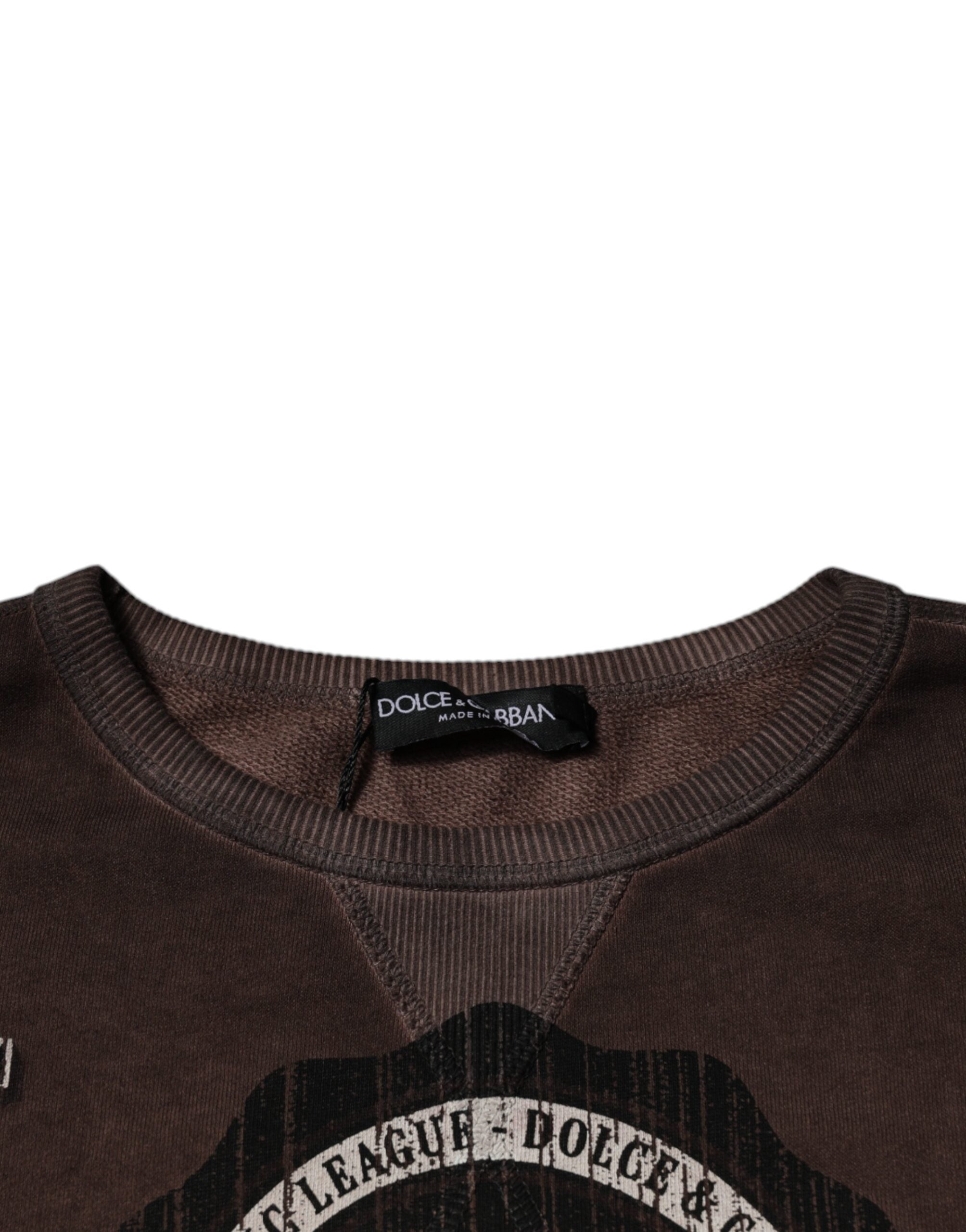 Dolce & Gabbana – Brauner Pullover mit Rundhalsausschnitt und Logo-Print